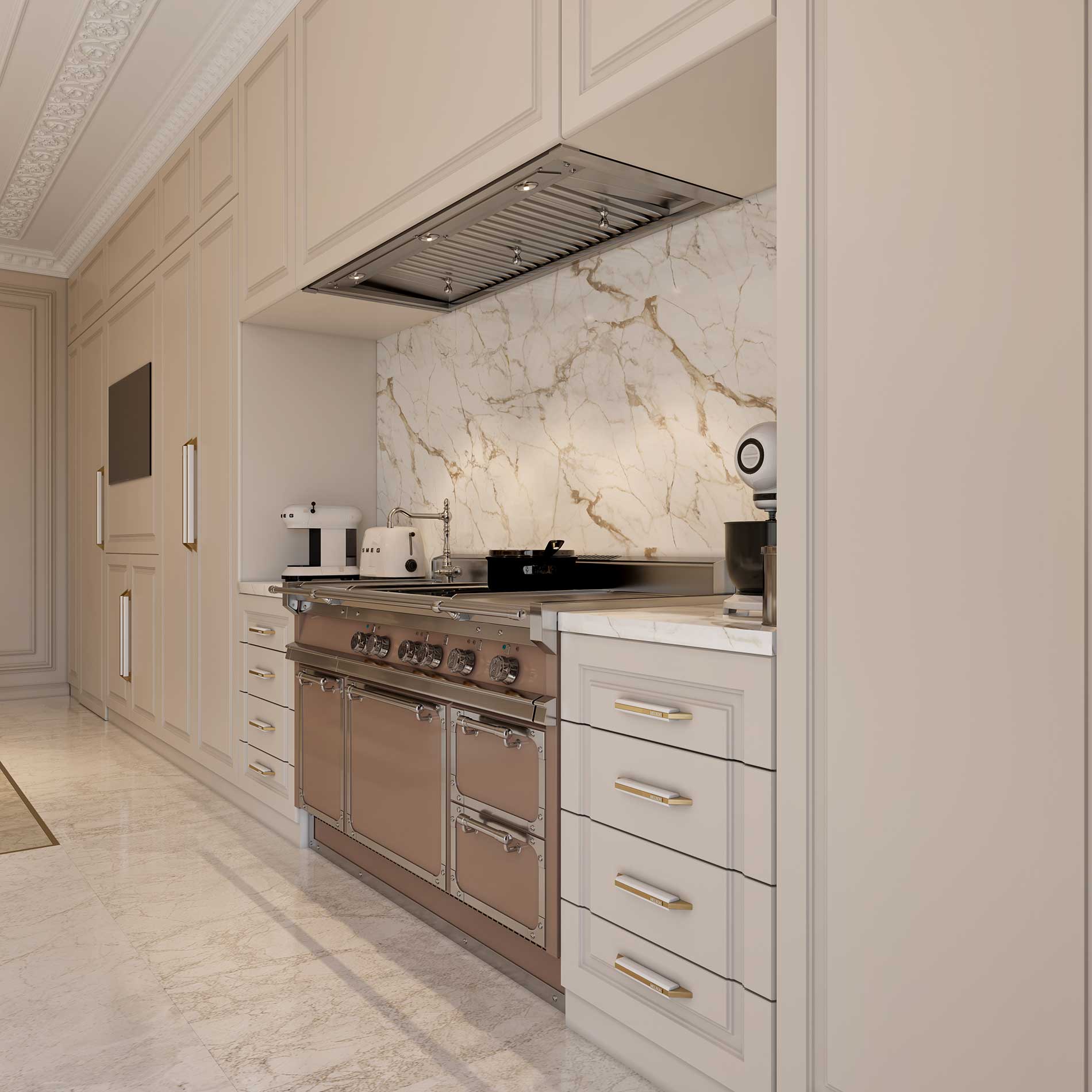 Bespoke Dining Room in Calacatta Vagli marble, Berkeley Square Project in London by Melchiorri Tailored Homes designed by Sauro Melchiorri - Spaces designed with Italian taste and crafted with Italian mastery - Tailored interiors and curated home design in London.