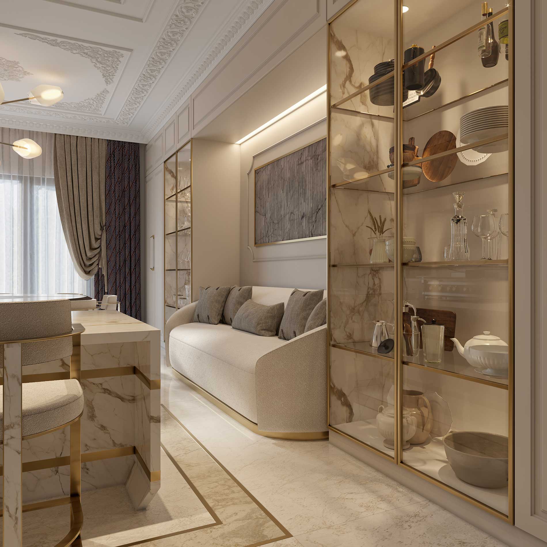 Bespoke Living Room in Calacatta Vagli marble, Berkeley Square Project in London by Melchiorri Tailored Homes designed by Sauro Melchiorri - Spaces designed with Italian taste and crafted with Italian mastery - Tailored interiors and curated home design in London.