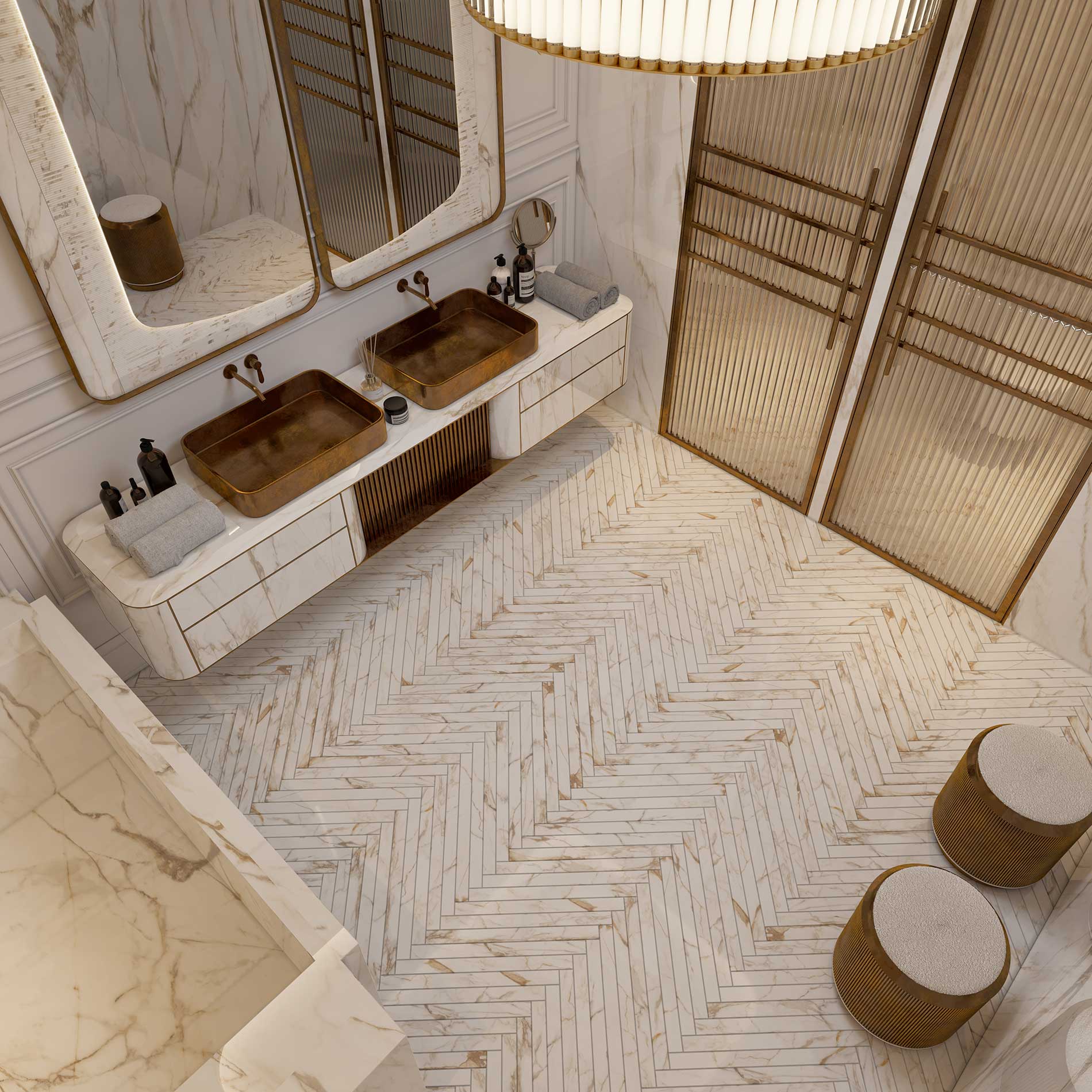 Bespoke Bathroom in Calacatta Vagli marble, Berkeley Square Project in London by Melchiorri Tailored Homes designed by Sauro Melchiorri - Spaces designed with Italian taste and crafted with Italian mastery - Tailored interiors and curated home design in London.