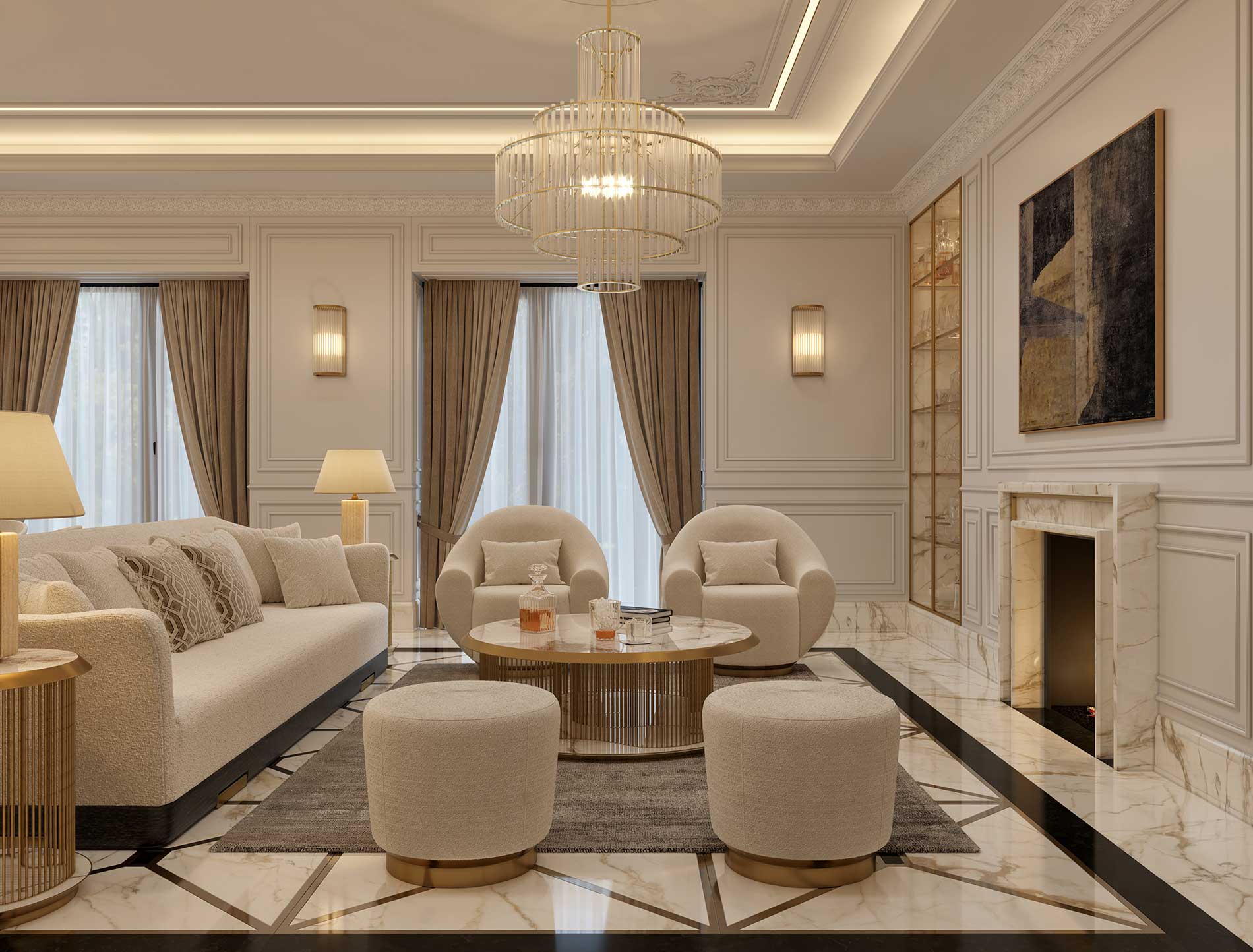Bespoke Living Room in Calacatta Vagli marble, Berkeley Square Project in London by Melchiorri Tailored Homes designed by Sauro Melchiorri - Spaces designed with Italian taste and crafted with Italian mastery - Tailored interiors and curated home design in London.